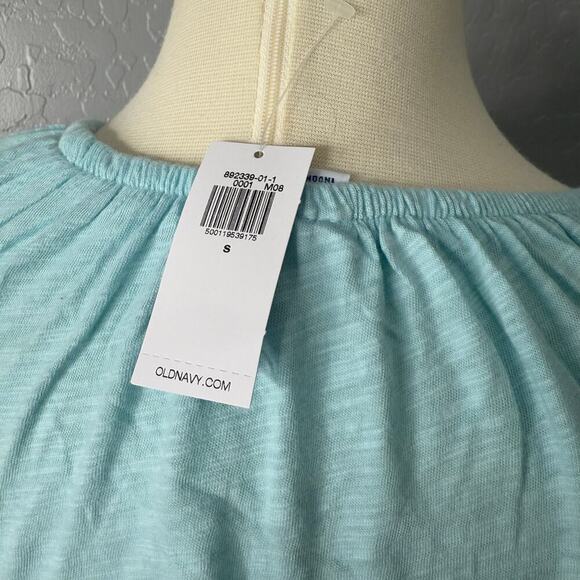 Old Navy Puff Sleeve Slub Knit Top, Blue, S - Picture 4 of 5